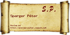 Sparger Péter névjegykártya