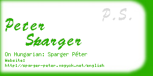 peter sparger business card